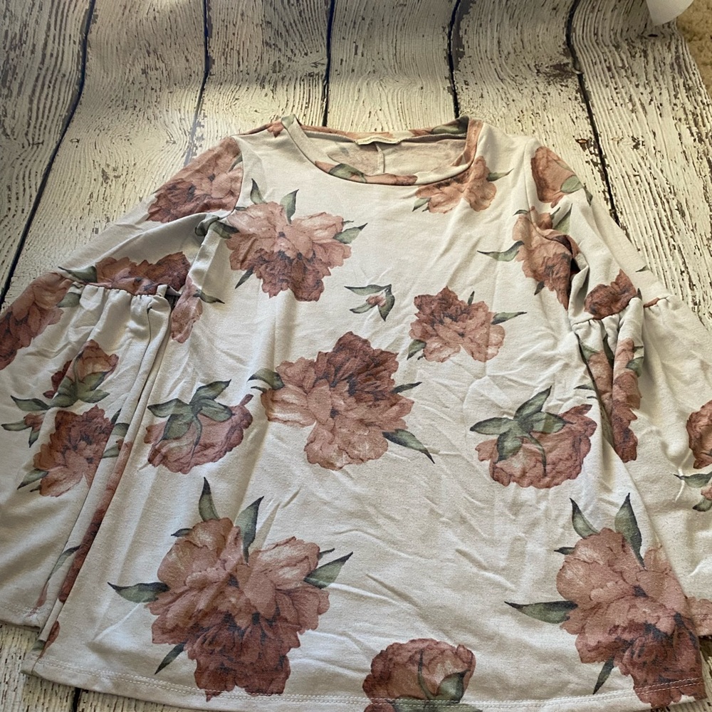 floral print top with bell sleeves